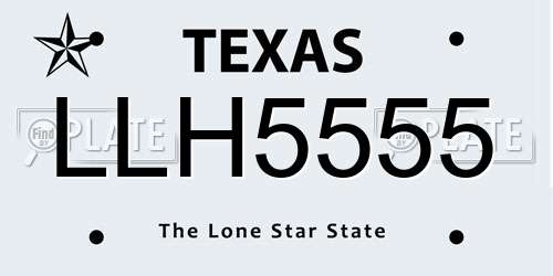 LLH5555 Texas License Plate