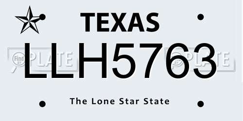 LLH5763 Texas License Plate
