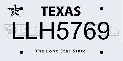 LLH5769 Texas License Plate