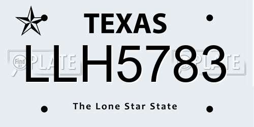LLH5783 Texas License Plate