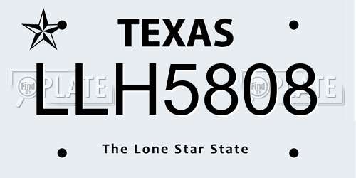 LLH5808 Texas License Plate