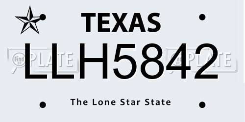 LLH5842 Texas License Plate