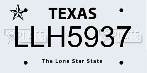 LLH5937 Texas License Plate