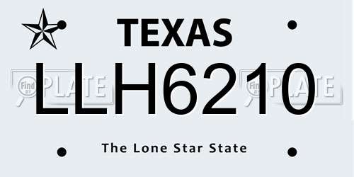 LLH6210 Texas License Plate