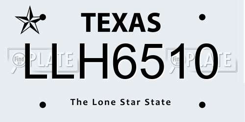 LLH6510 Texas License Plate