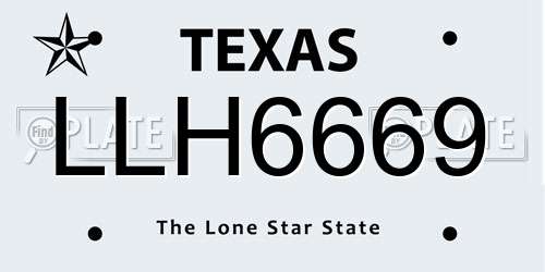 LLH6669 Texas License Plate