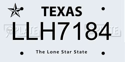 LLH7184 Texas License Plate