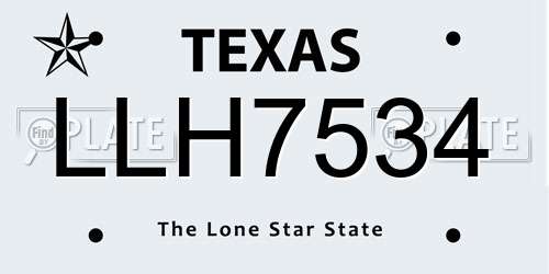 LLH7534 Texas License Plate