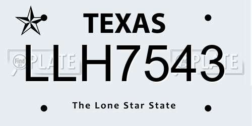 LLH7543 Texas License Plate