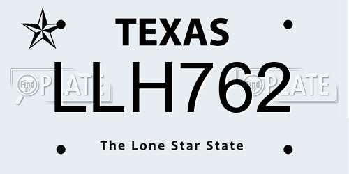 LLH762 Texas License Plate