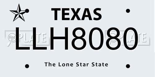 LLH8080 Texas License Plate