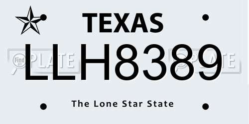 LLH8389 Texas License Plate