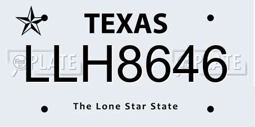 LLH8646 Texas License Plate