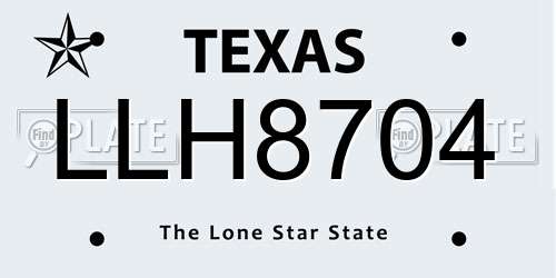 LLH8704 Texas License Plate