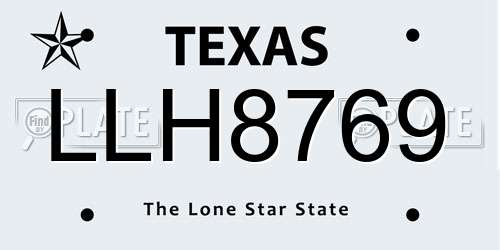LLH8769 Texas License Plate