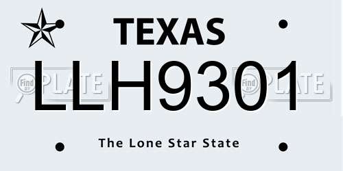 LLH9301 Texas License Plate