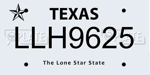 LLH9625 Texas License Plate