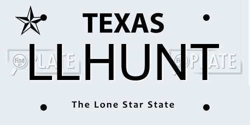 LLHUNT Texas License Plate