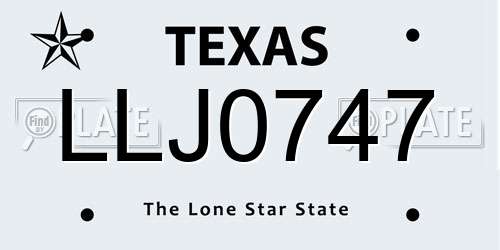 LLJ0747 Texas License Plate