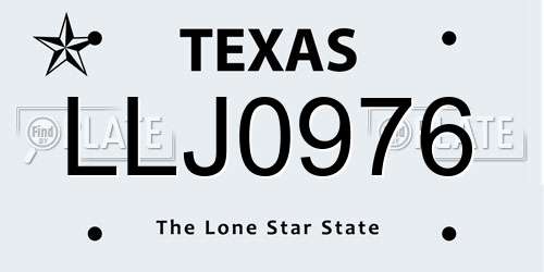 LLJ0976 Texas License Plate