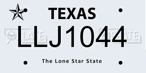 LLJ1044 Texas License Plate