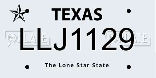 LLJ1129 Texas License Plate