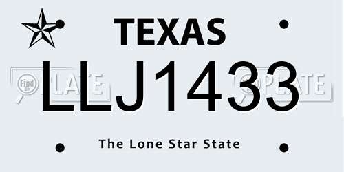 LLJ1433 Texas License Plate