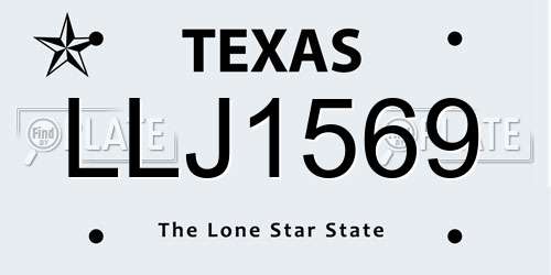 LLJ1569 Texas License Plate