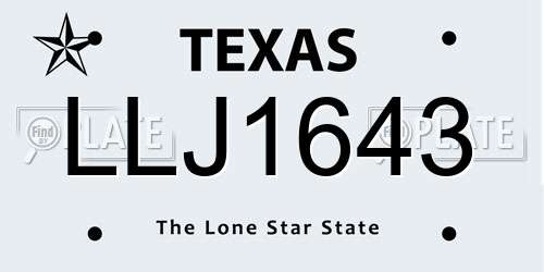 LLJ1643 Texas License Plate
