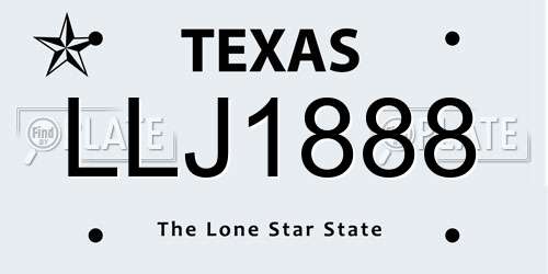 LLJ1888 Texas License Plate