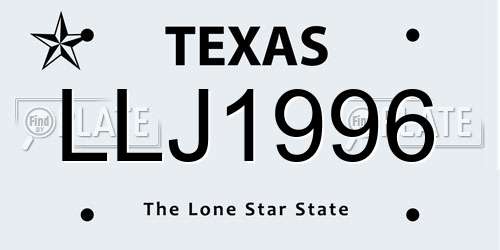 LLJ1996 Texas License Plate