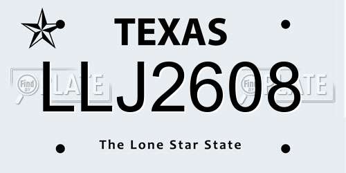 LLJ2608 Texas License Plate