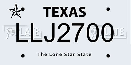 LLJ2700 Texas License Plate