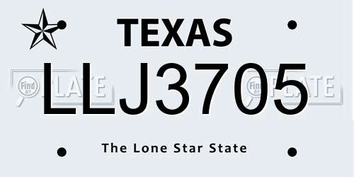 LLJ3705 Texas License Plate