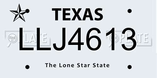 LLJ4613 Texas License Plate