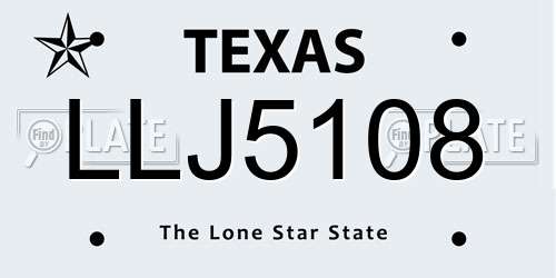 LLJ5108 Texas License Plate