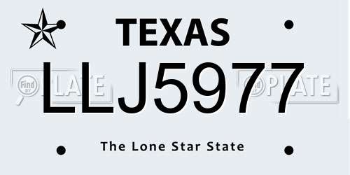 LLJ5977 Texas License Plate