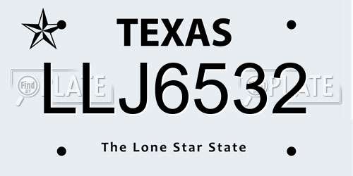 LLJ6532 Texas License Plate