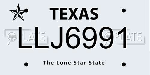LLJ6991 Texas License Plate