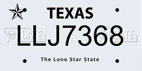 LLJ7368 Texas License Plate
