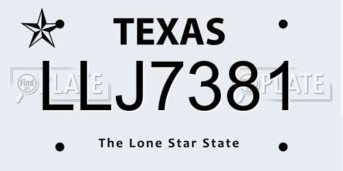 LLJ7381 Texas License Plate