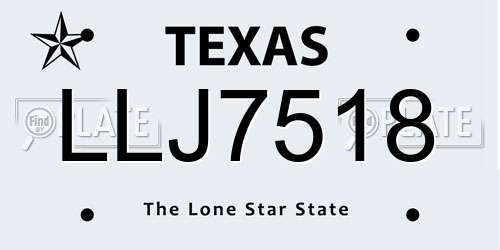 LLJ7518 Texas License Plate