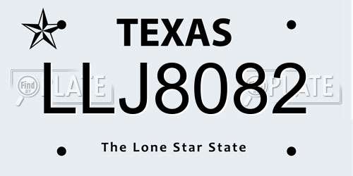 LLJ8082 Texas License Plate