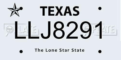 LLJ8291 Texas License Plate