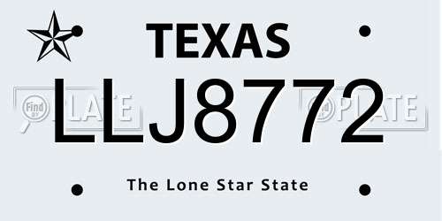 LLJ8772 Texas License Plate