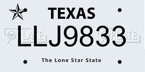LLJ9833 Texas License Plate