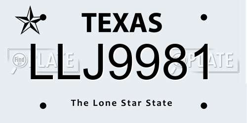 LLJ9981 Texas License Plate
