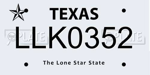 LLK0352 Texas License Plate