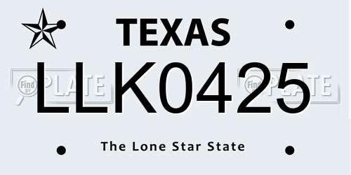 LLK0425 Texas License Plate