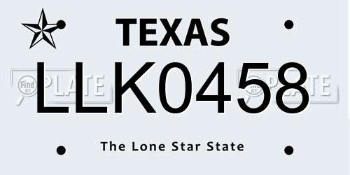 LLK0458 Texas License Plate